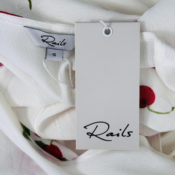 Rails Koreen Wrap Dress Womens Small Cherry Bloom Print Ruffle Summer Tie White - Picture 3 of 14